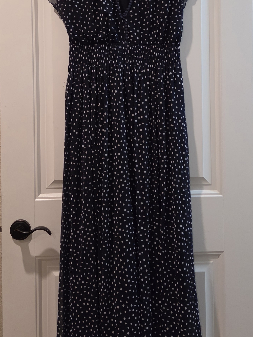 Polka Dot Maxi Dress in Navy Blue & White 14W